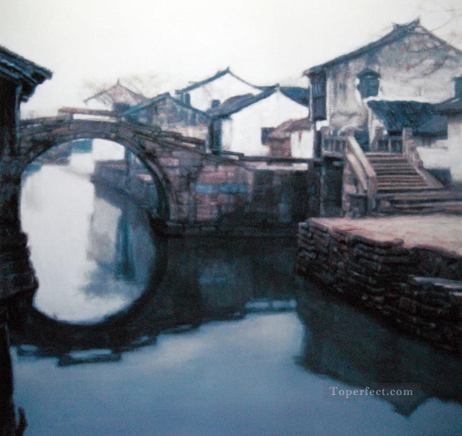Paisaje del paisaje chino de Jiangnan Watertown Shanshui Pintura al óleo